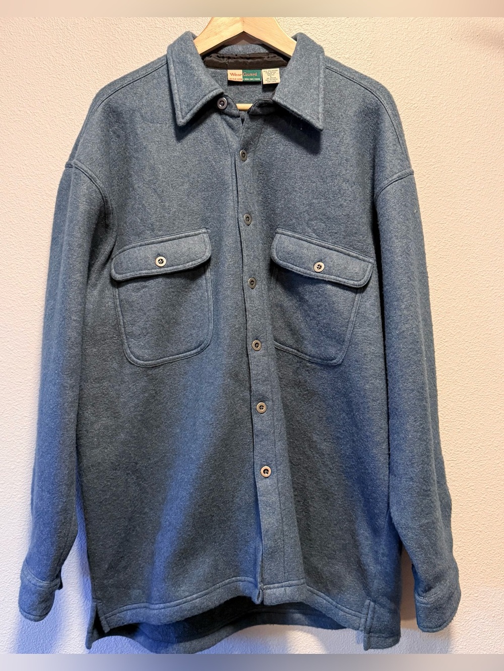 Vintage 90s Wear-Guard Fleece Shirt Jacket Large Blue Grey Workwear Men’s Size L